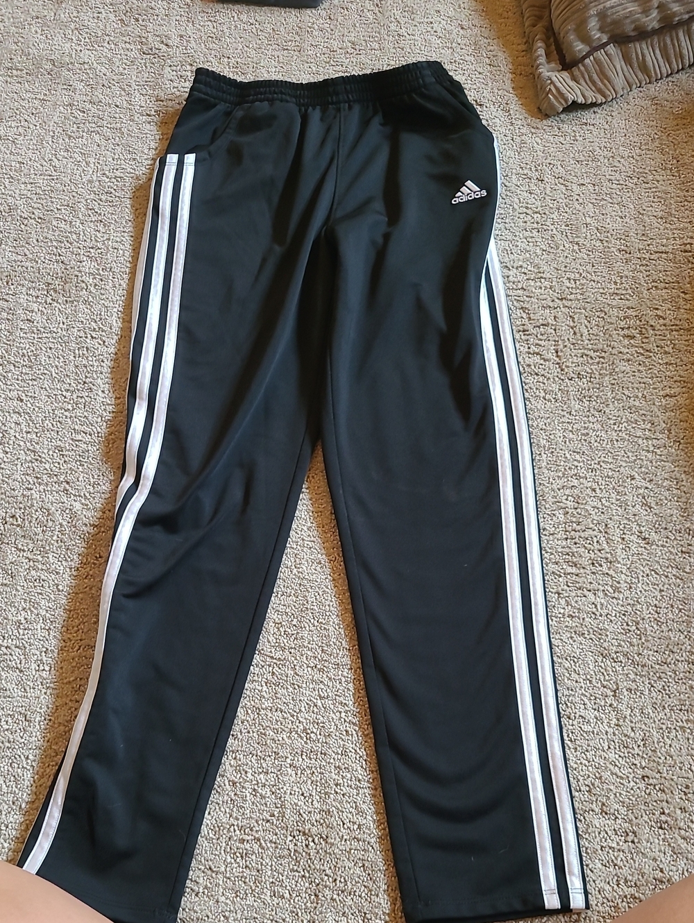 adidas Black Joggers with White Side Stripes - Kids